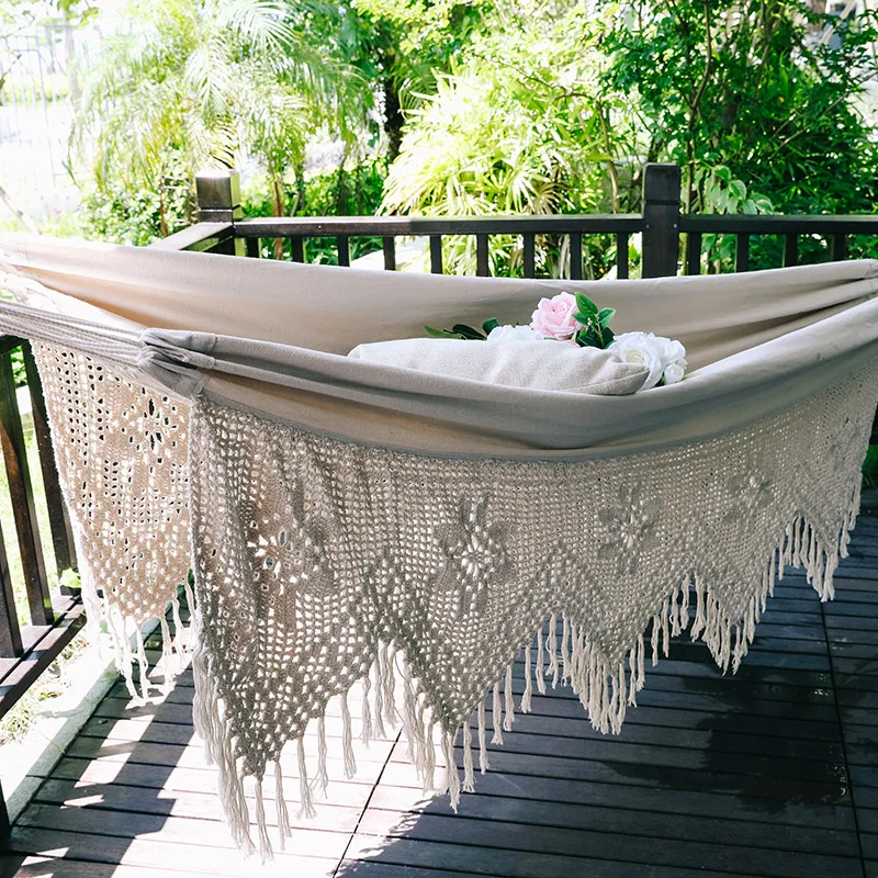 

Large Double Camping Hammock Swing Bed - Patio Outdoor Hanging Bed for 2 Persons