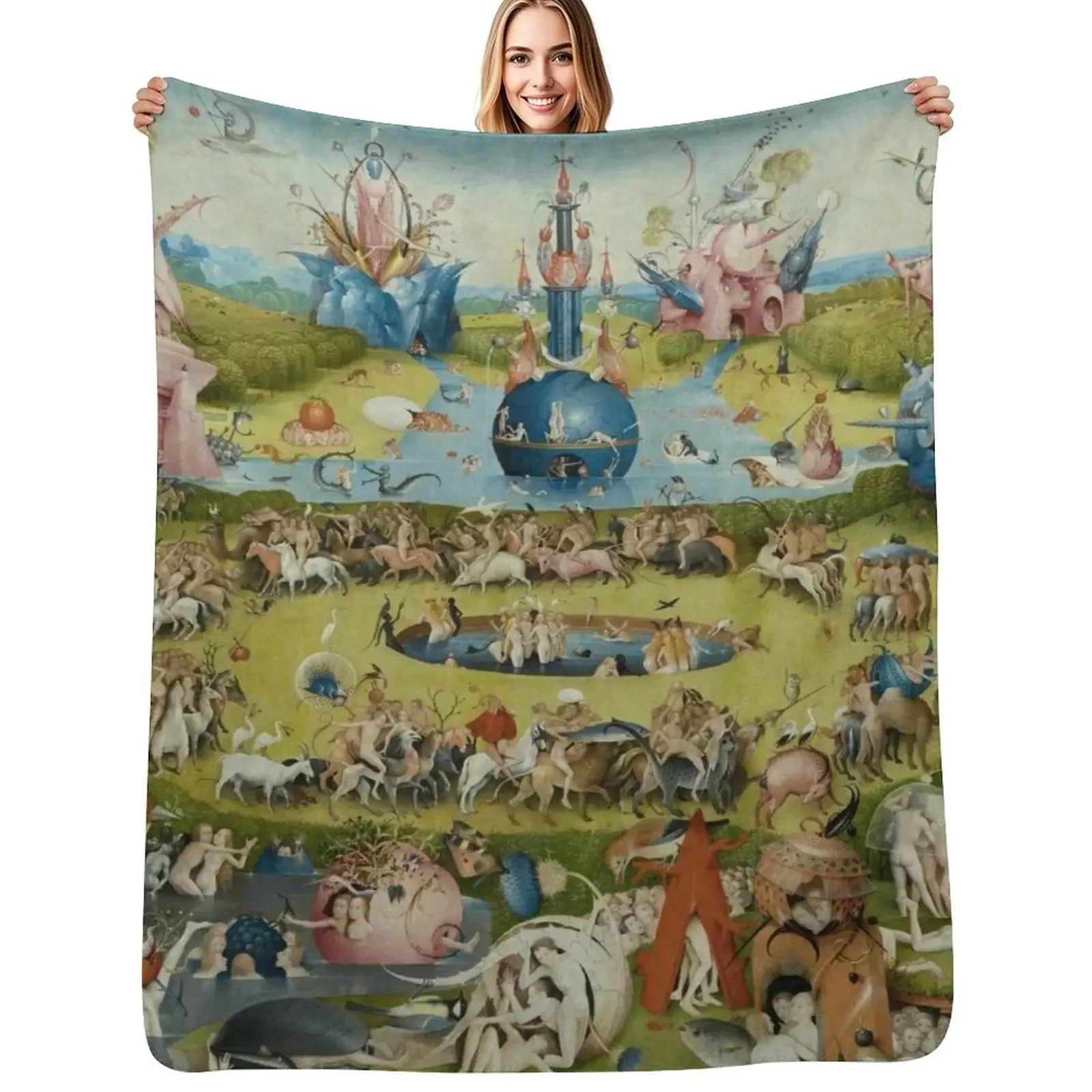 

The Garden of Earthly Delights - Hieronymus Bosch Throw Blanket Soft Plush Plaid Blankets Sofas Of Decoration Beautifuls Blanket
