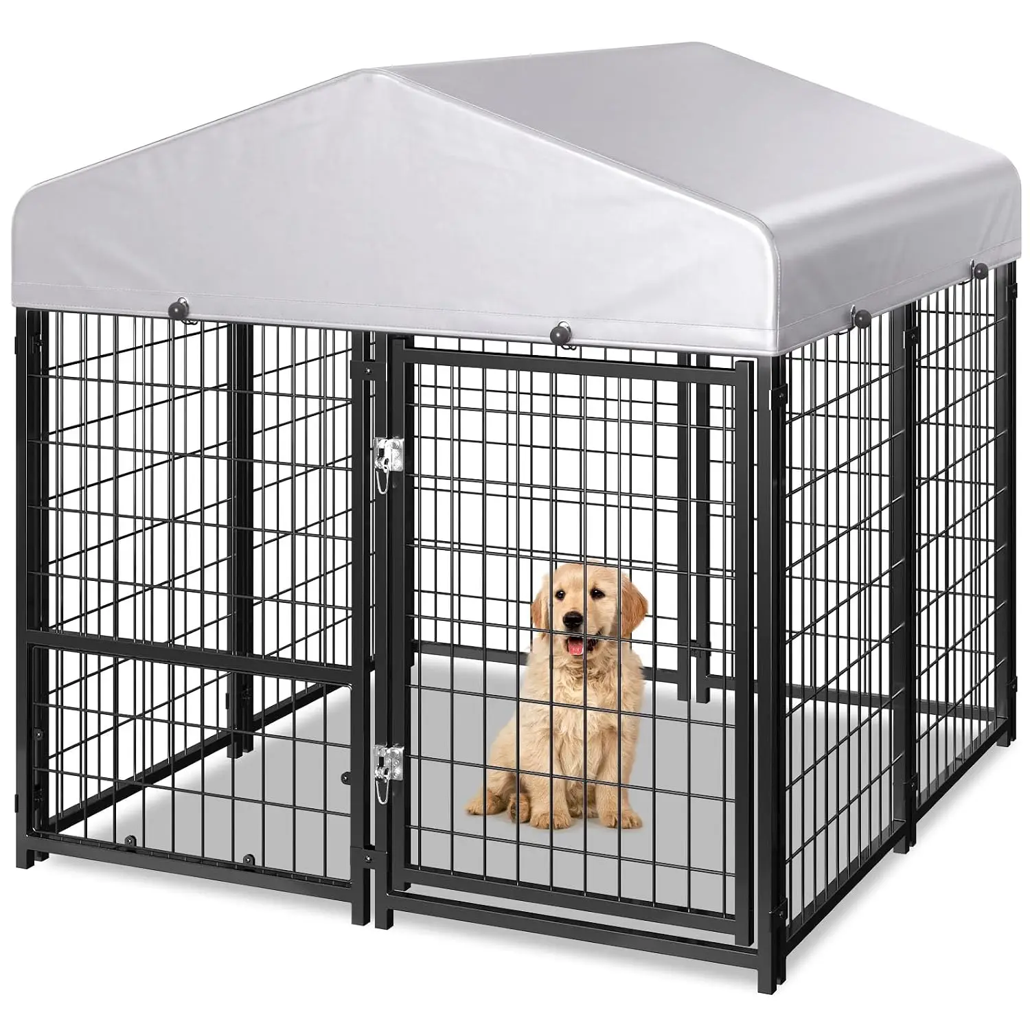 Weatherproof Outdoor Dog Kennel With Roof & Removable Door, Small Medium Dog Enclosure Run, 4'L X 4'W X 4.6'H, Customized