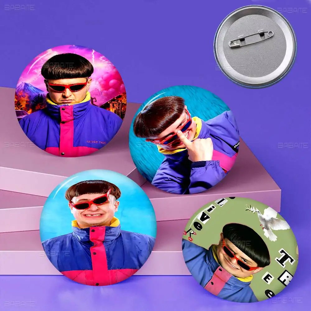 Singer Oliver Tree Cartoon Brooches Anime Badge Round Handmade Brooch Lapel Pins Jewelry for Backpack Clothes Gifts