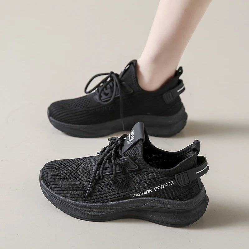 Spring Green Mesh Breathable Sneakers Sports Air Cushion Lace-up Flat Casual Shoes Women Outdoors Fashion Slip on Walking Shoes