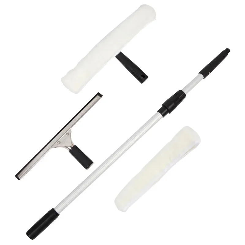 

Telescopic Window Cleaning Squeegee and Glass Scraper Tool with Pole for Windshield, Tile, Mirror, and Stain Removal