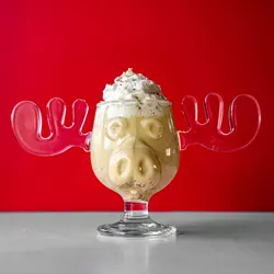 1 PC 240ML Christmas Elk Glass Cup Cute Reindeer Clear Glass Mug Hot Cold Drink Cup Creative Moose Holiday Drinkware Decoration