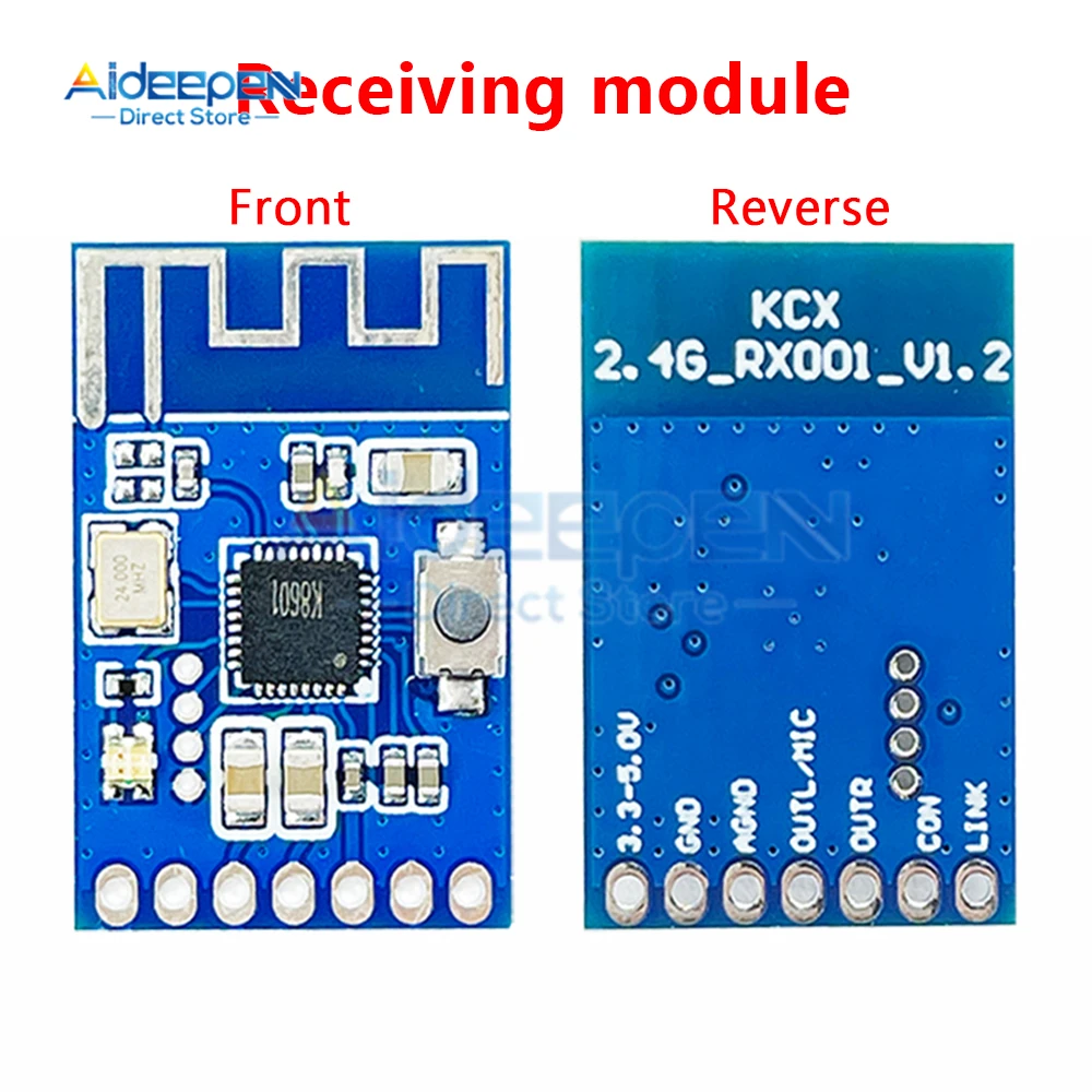 1 pasang 2.4G mikrofon nirkabel Audio sinyal menerima modul pemancar 3.3-5V antena Onboard PCB