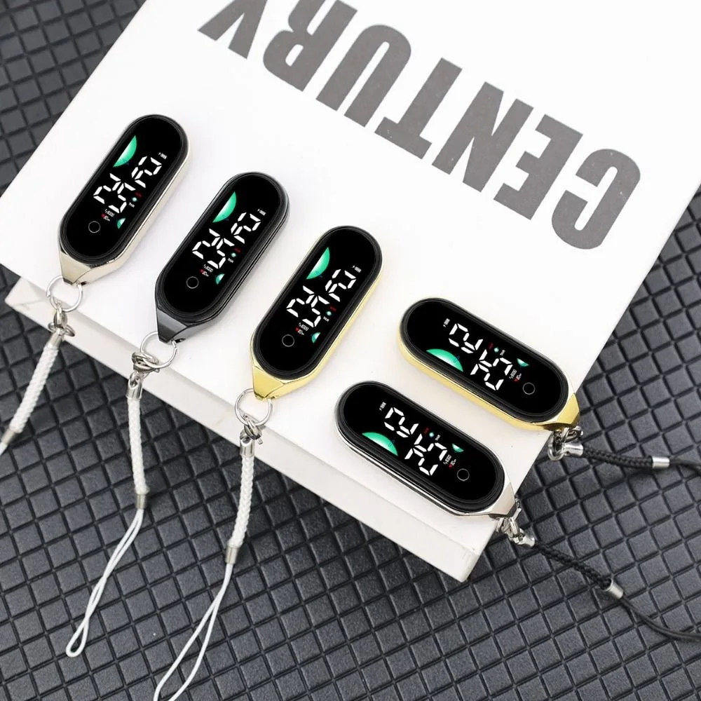 Silent Electronic Hanging Watch Waterproof Luminous School Clock Touch Screen Digital Display Pendant Keychain Watch Adults