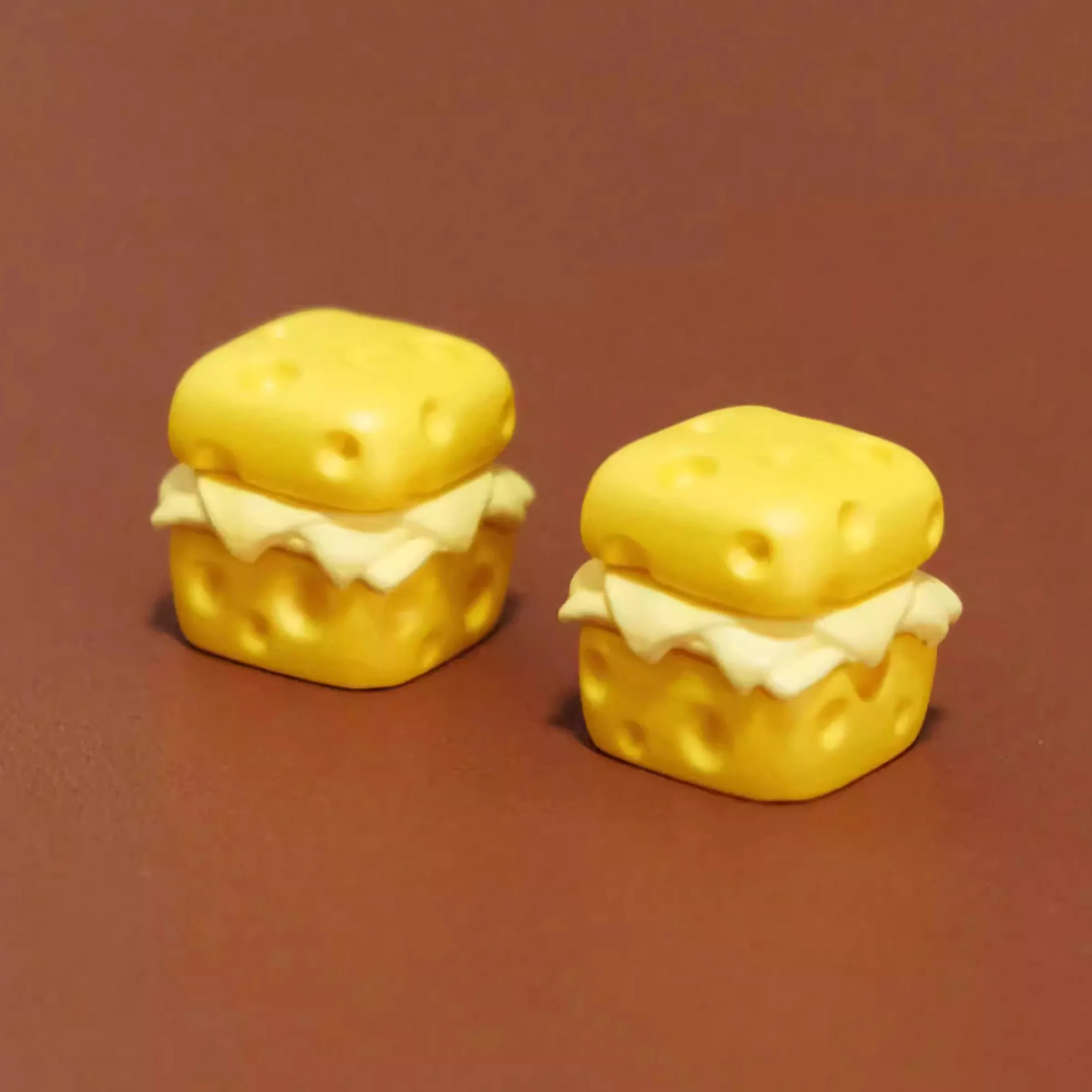 Cheeseburger Keycaps ABS Resin Cute Magnetic Yellow Cheese Keycaps for Mechanical Keyboard Custom Personalized Cuisine Key Caps