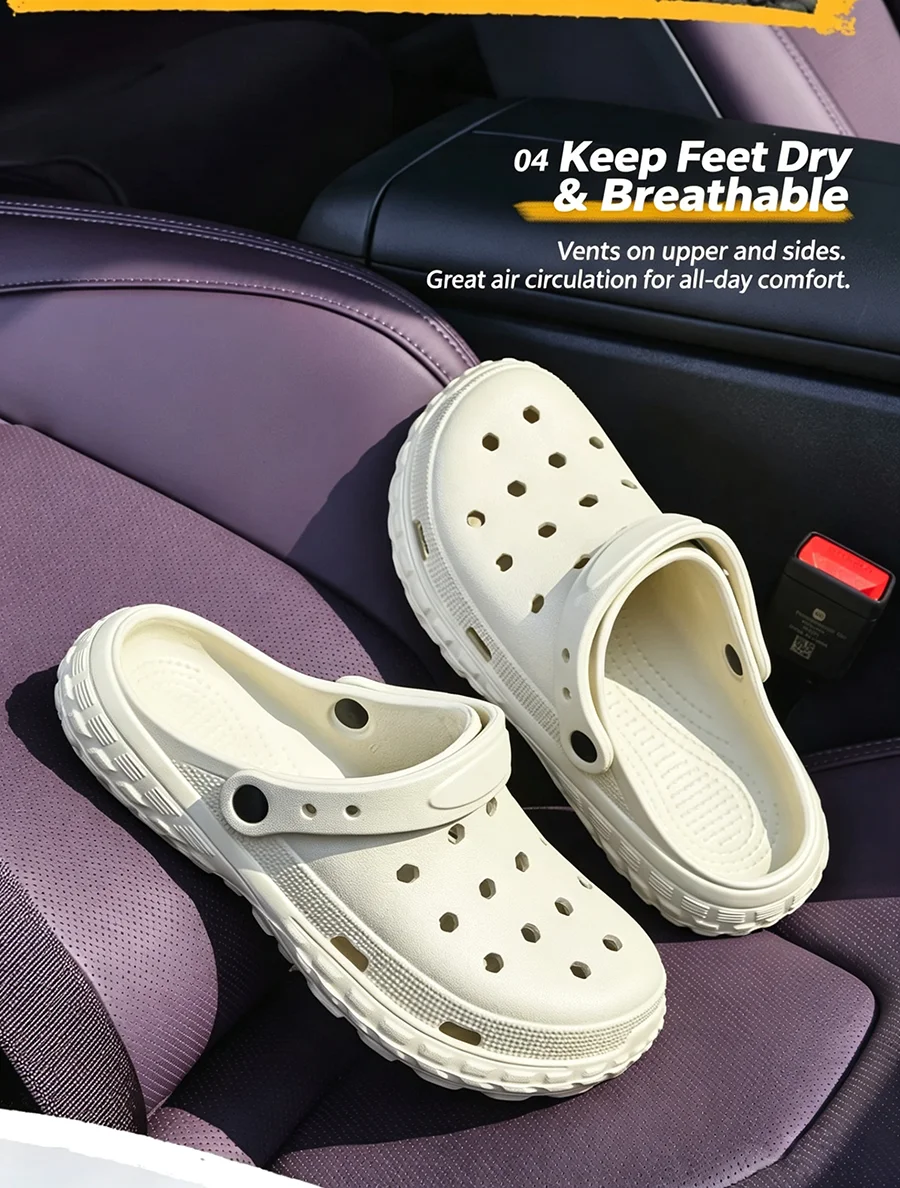 Herren-Sandalen mit zwei Riemen, perforiertem EVA-Material und dicken Sohlen – bequem und ideal zum Autofahren, auch für Paare geeignet, für den Außenbereich – Detail 6