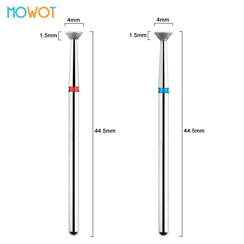 MOWOT 1Pc Inverted Cone Diamond Nail Drill Bit Electric Milling Cutter Manicure Pedicure Nail Bit Cuticle Clean Rotary Nail Tool