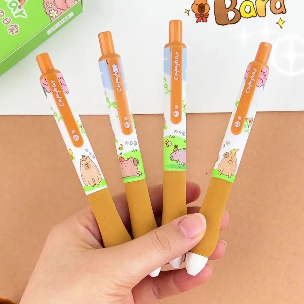 4 pezzi di alta qualità Capybara penna gel impugnatura morbida 0,5 mm inchiostro nero penna a sfera ad asciugatura rapida ufficio firma penna ufficio scolastico