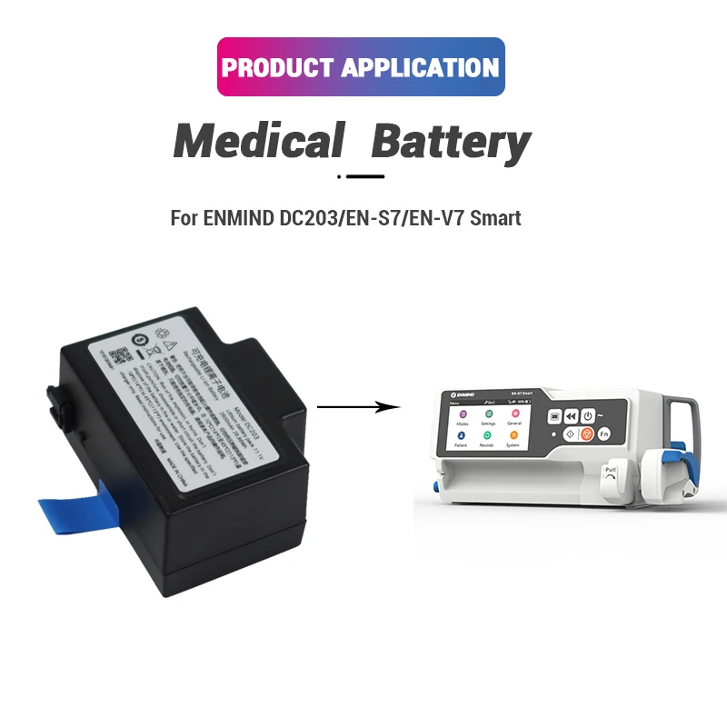 11.1V 2600mAh Lithium Ion Replacement DC203 Med ical Battery for EN MIND EN-S7 EN-V7 Sy ringe Pump