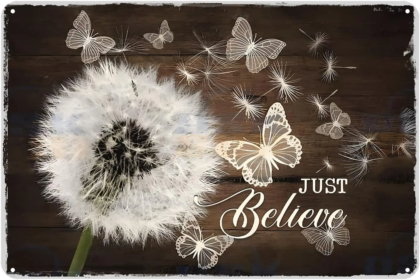 Butterfly Metal Sign - Just Believe Metal Sign Home Kitchen Bar Cafe Club Cave Wall Decoration Butterfly Tin Sign12 X 8