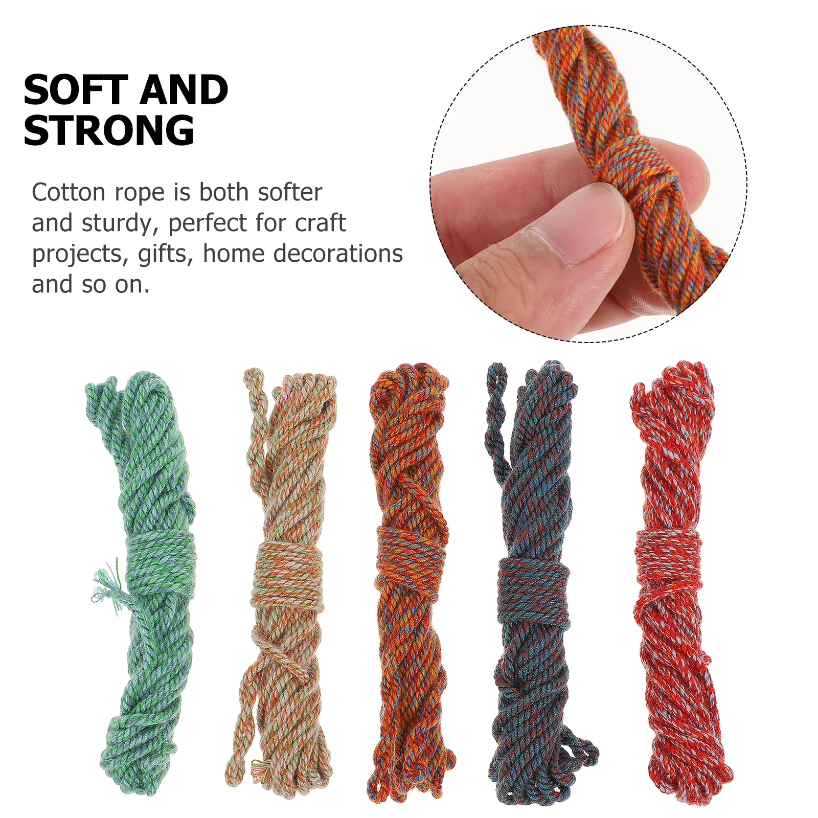 

5Pcs Colorful Cotton Thread Rope Hand Knitting Twisted DIY Craft Supplies Tassel Rope Cotton Thread for Gifts Home