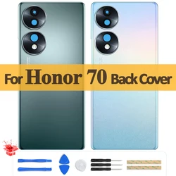 Original Back Cover For Huawei Honor 70 Back Battery Cover Glass Back Rear Case Housing Door With Camera Lens Replacement Parts