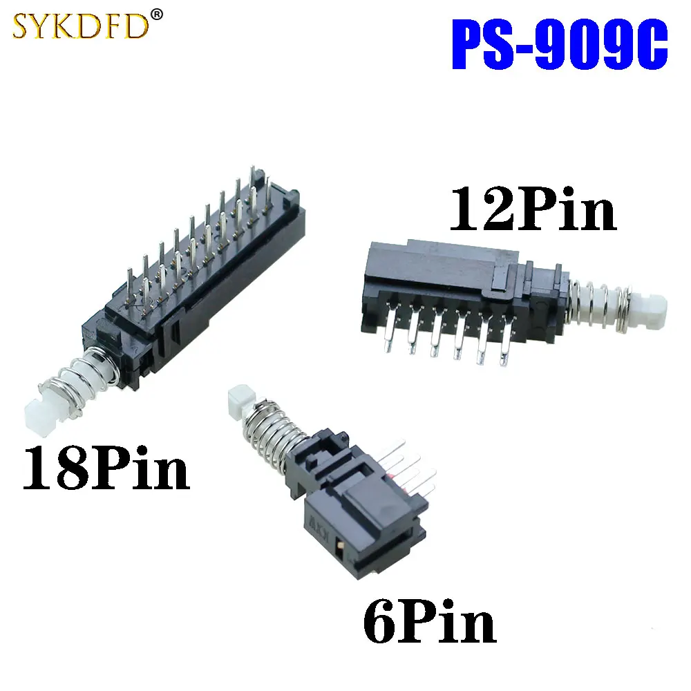 1 Stuks Zelfsluitende Macht 6/12/18pin Dubbele Rij Schakelaar Zwarte Rechte Toets PS-909C/22d0 Schakelaar Toetsen