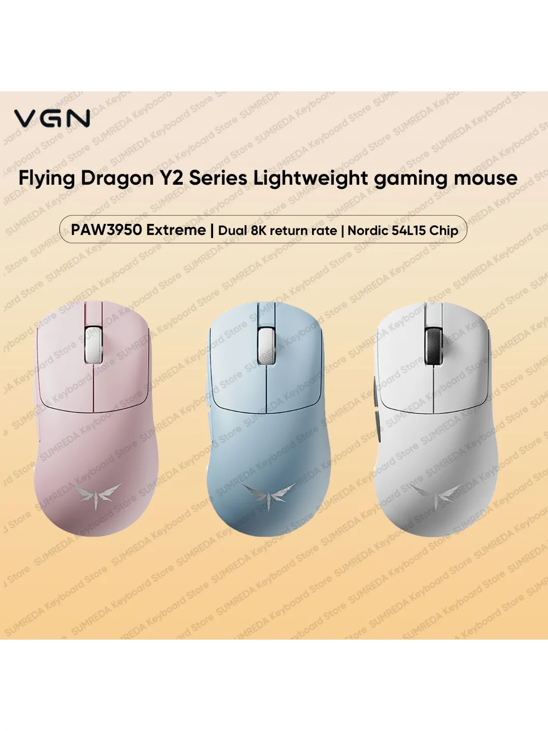 Nouveau souris de jeu VGN Flying Dragon Y2Master édition Pro Max PAW3395 PAW3950 8K BT 2.4G souris de jeu Esports filaire pour joueur FPS