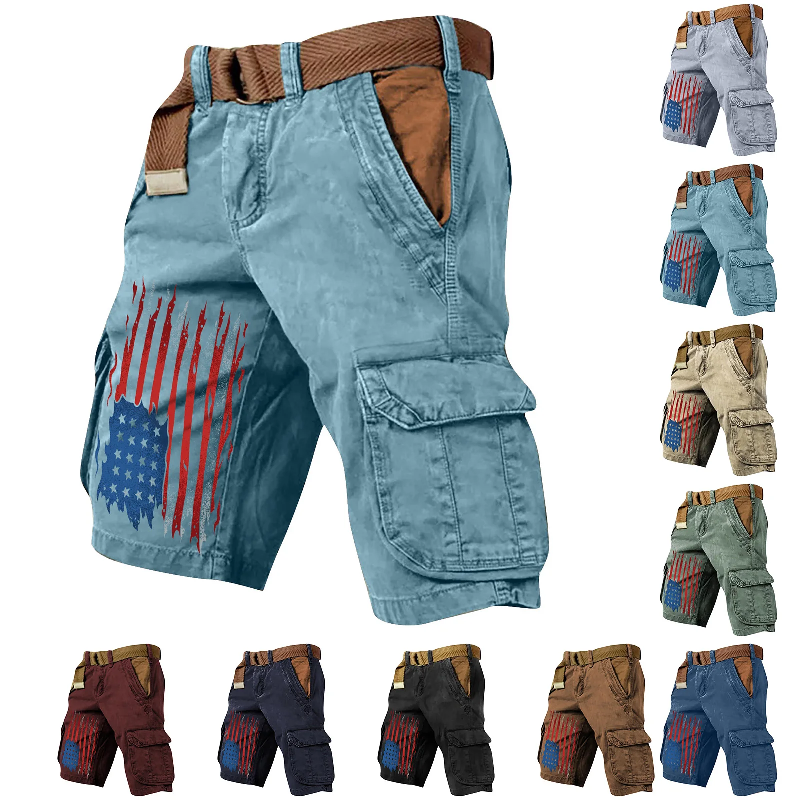

Summer Casual Sweatpants 250th Anniversary Cargo Pants American Style Shorts