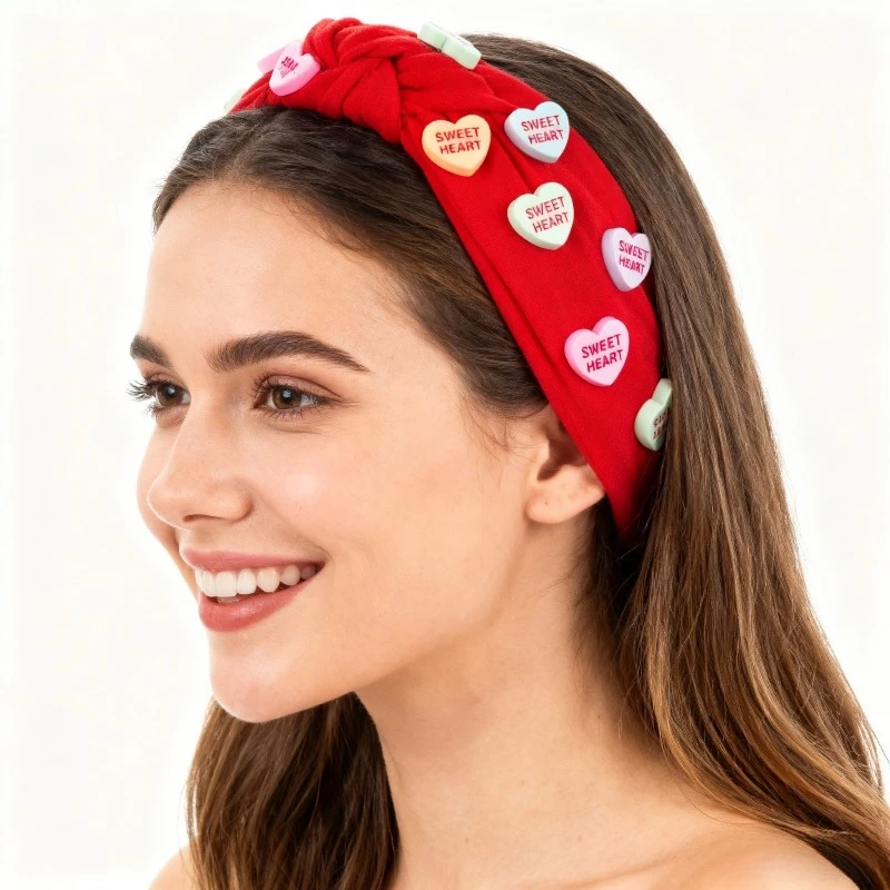 

1pcs Valentine Letter Heart Hairband Fashion Daily Wear Knotted Ball Party Decorate Hair Accessories