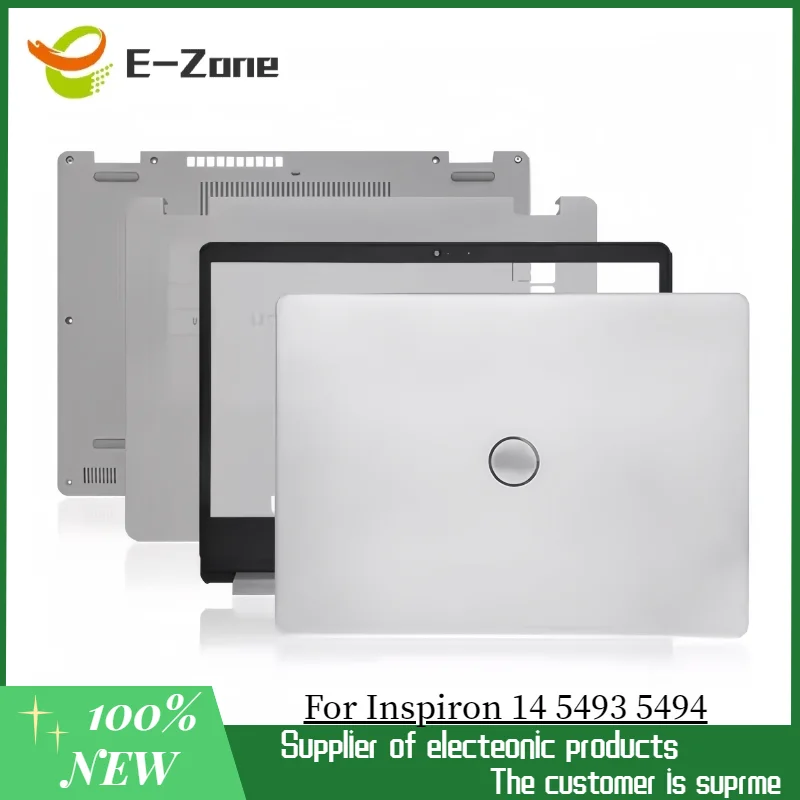 Tapa trasera para portátil Dell Inspiron 14, 5493, 5494, P120G, cubierta trasera LCD, bisel frontal, reposamanos, Base inferior superior plateada