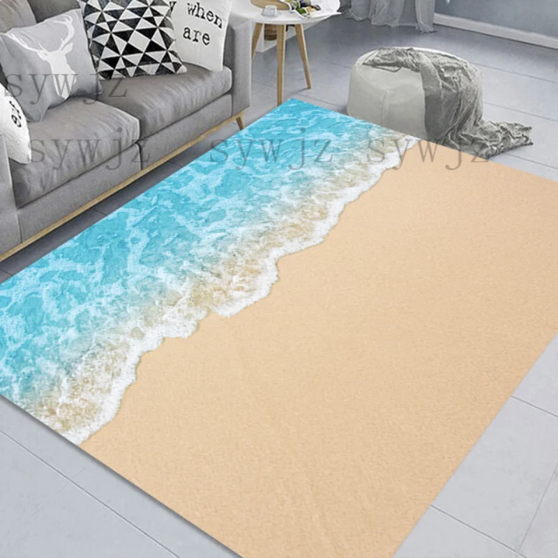 Sunset Beach Printing Living Room Rug 3D Scenery Floor Mat Home Antifouling Decoration Bedroom Bedside Rug Children's Play Mat