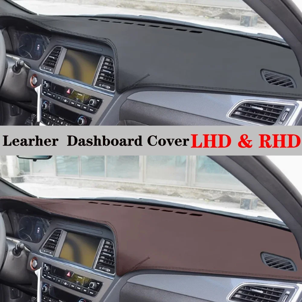 

Dashboard Dash Mat Cover PU Leather Pad Carpet Sunshade Anti-UV Car Accessories For Hyundai Sonata LF 2015 2016 2017 2018 2019