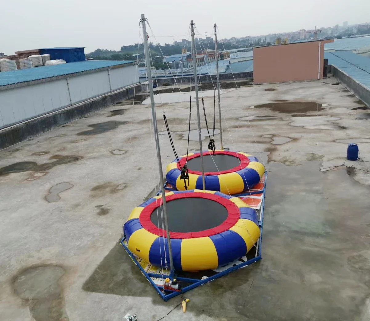 Single Bungee Trampoline Inflatable Round Bungee Jumping Trampoline for Sale