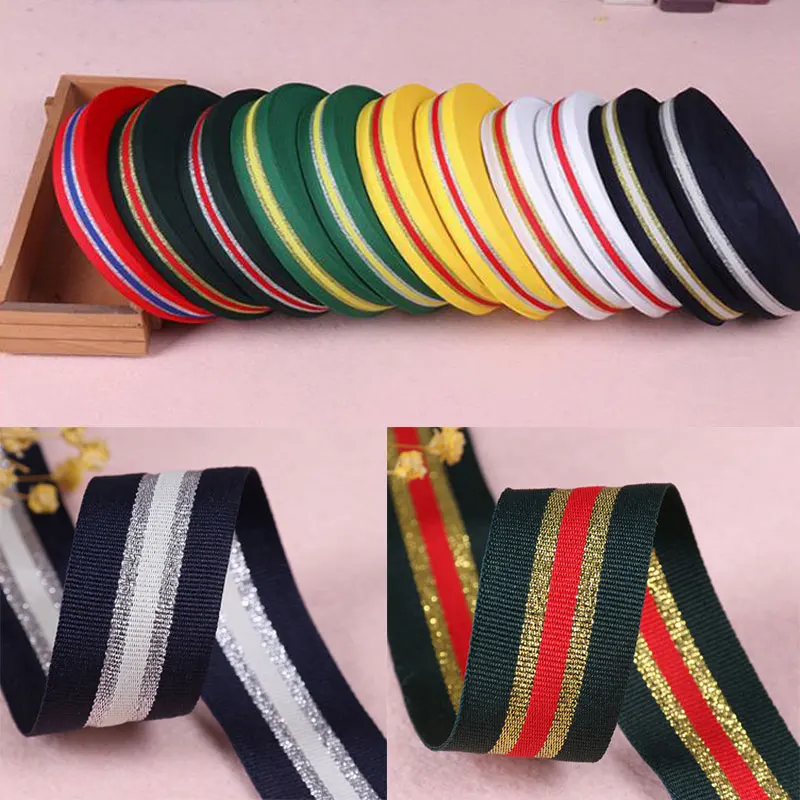 3M 2.5cm width Gift Strap Canvas Ribbon Gold Green Medal Belt Backpack Straps Hand band Cloth Hat Bow Pants Sewing Accessories