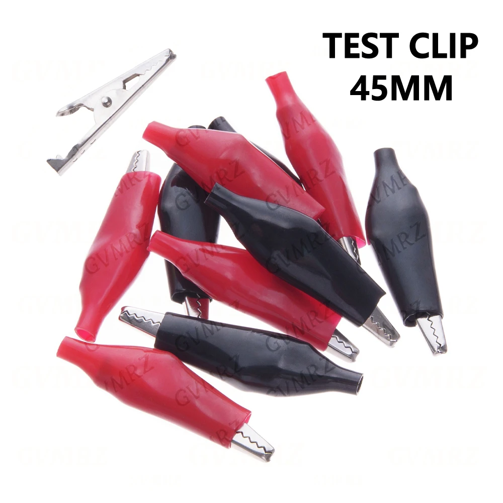 5 pairs/10PCS  Electrical Clamp Testing Probe Meter with Plastic Boot Power test clip Black Red 45MM Alligator Clip Crocodile