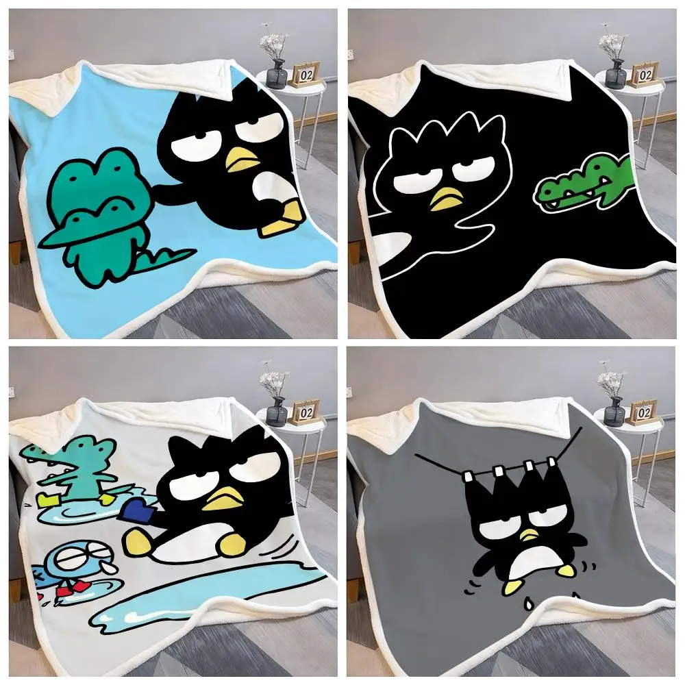 

MINISO Sanrio Cute Bad Badtz-Maru Throw Flannel Fluffy Soft Blanket Warm Skin-Friendly Throw for Sofa Bed Office Nap Winter
