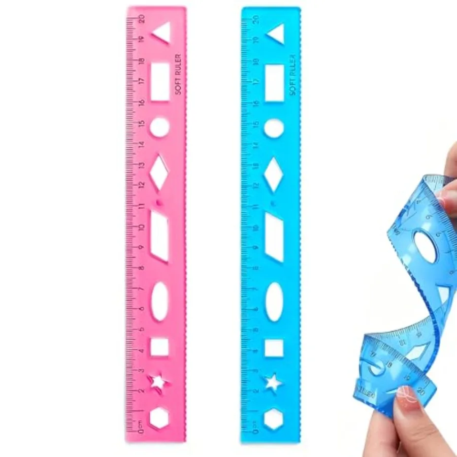 

2 PCS Flexible Ruler for School, Classroom, Office Supplies: 7.8inch/20cm Plastic Clear Bendable Soft Shatterproof Flat Ruler i