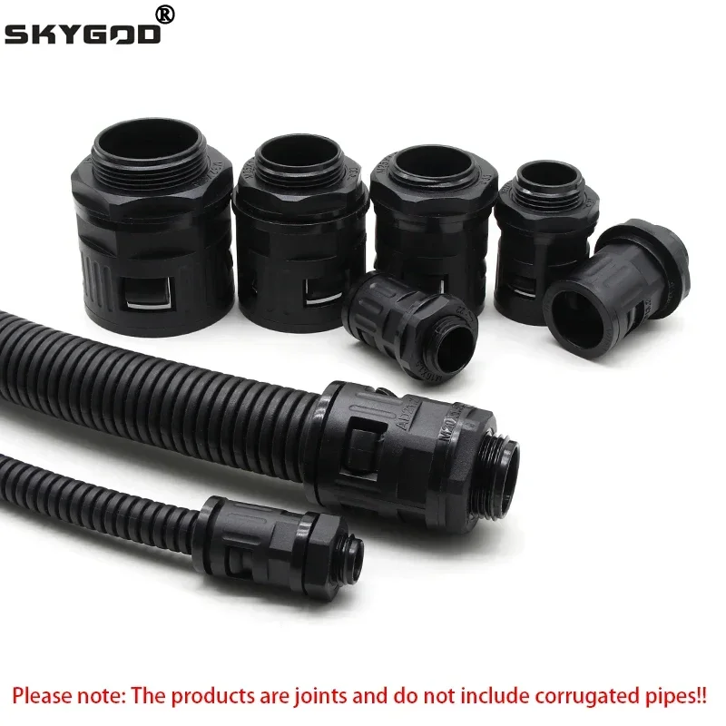 

End Fittings for PP Corrugated Pipe AD13 AD15.8 AD18.5 AD21.2 AD25 AD28.5 AD34.5 Plastic Bellows terminations Nylon Joint