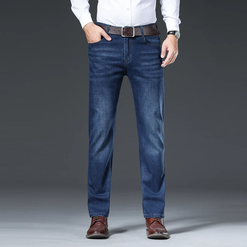 Spring Men's Business Casual All-Match Jeans Business Casual High Waist Light Gray Blue Jeans