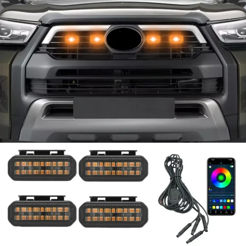 Luz de rejilla delantera de 18LED para Toyota HiLux, luz de circulación diurna para coche, lámpara de cejas para camioneta todoterreno de 12V