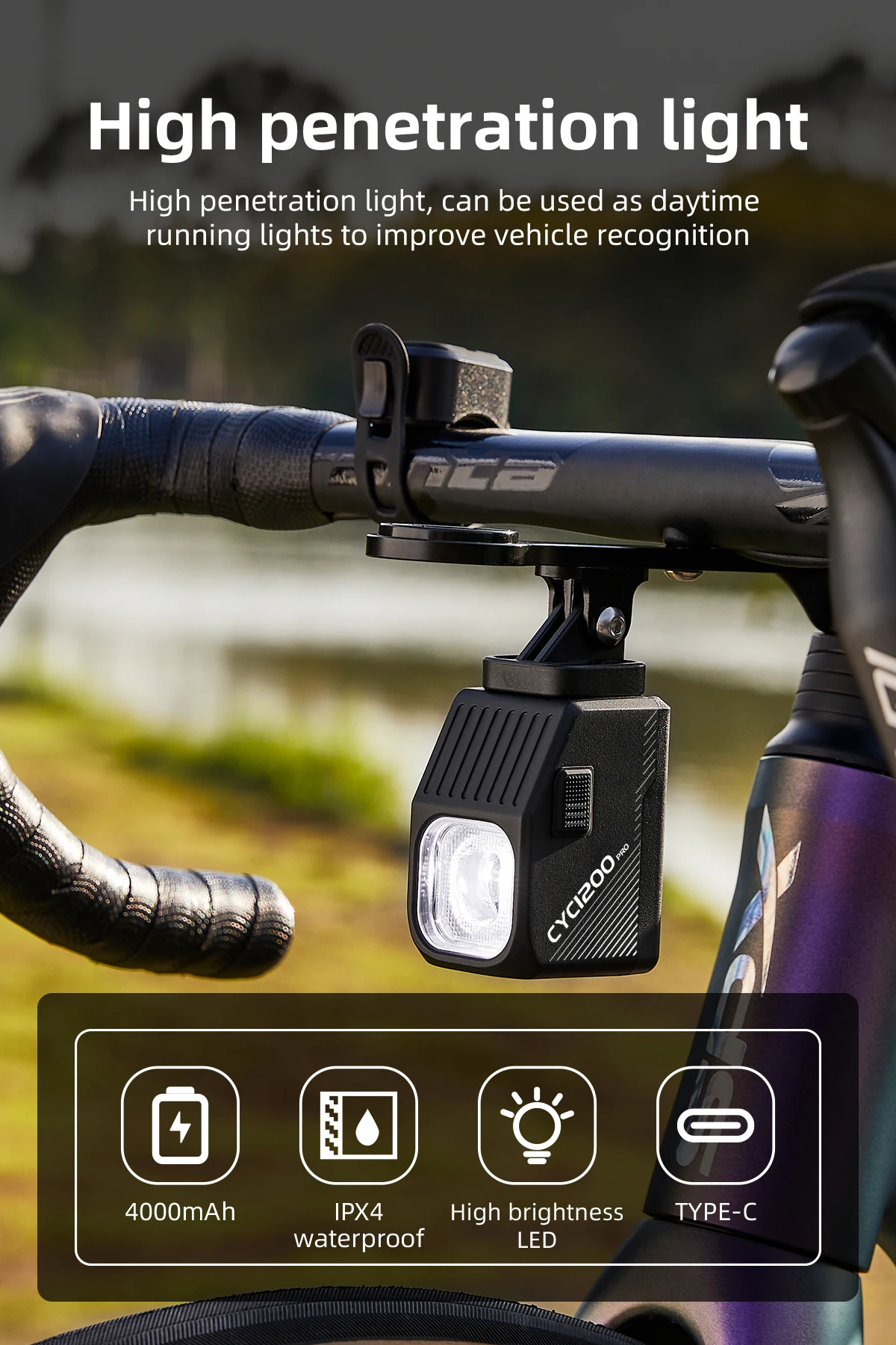 Wireless Remote Suspended Bike Headlight 1200 Lumens Cut-off Line Front Head Lamp Aluminum Alloy Road Mountain CYCLAMI 1200 Pro