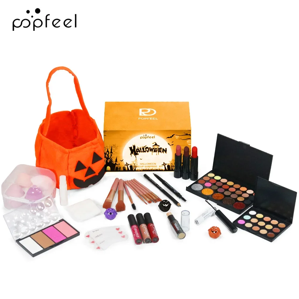 Bestseller Popfeel Make-up-Set, komplettes Set, All-in-One-Lidschatten, Eyeliner, Augenbrauen, Lipgloss, Halloween, Bühnengeschenke für Frauen, Kosmetik