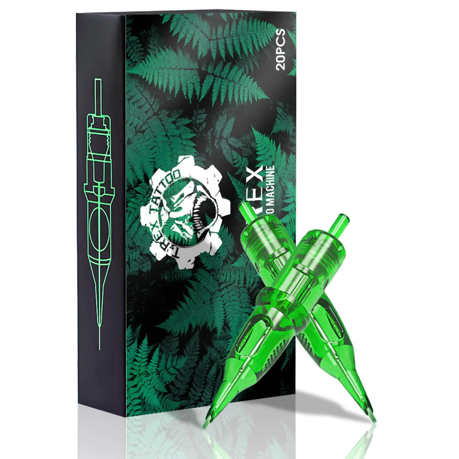 

T-Rex Forest Green Needles 0.25mm 0.3mm 0.35mm Round Liner Shader Tattoo Needles Disposable Box of 20 Sterile Tattoo Supplies