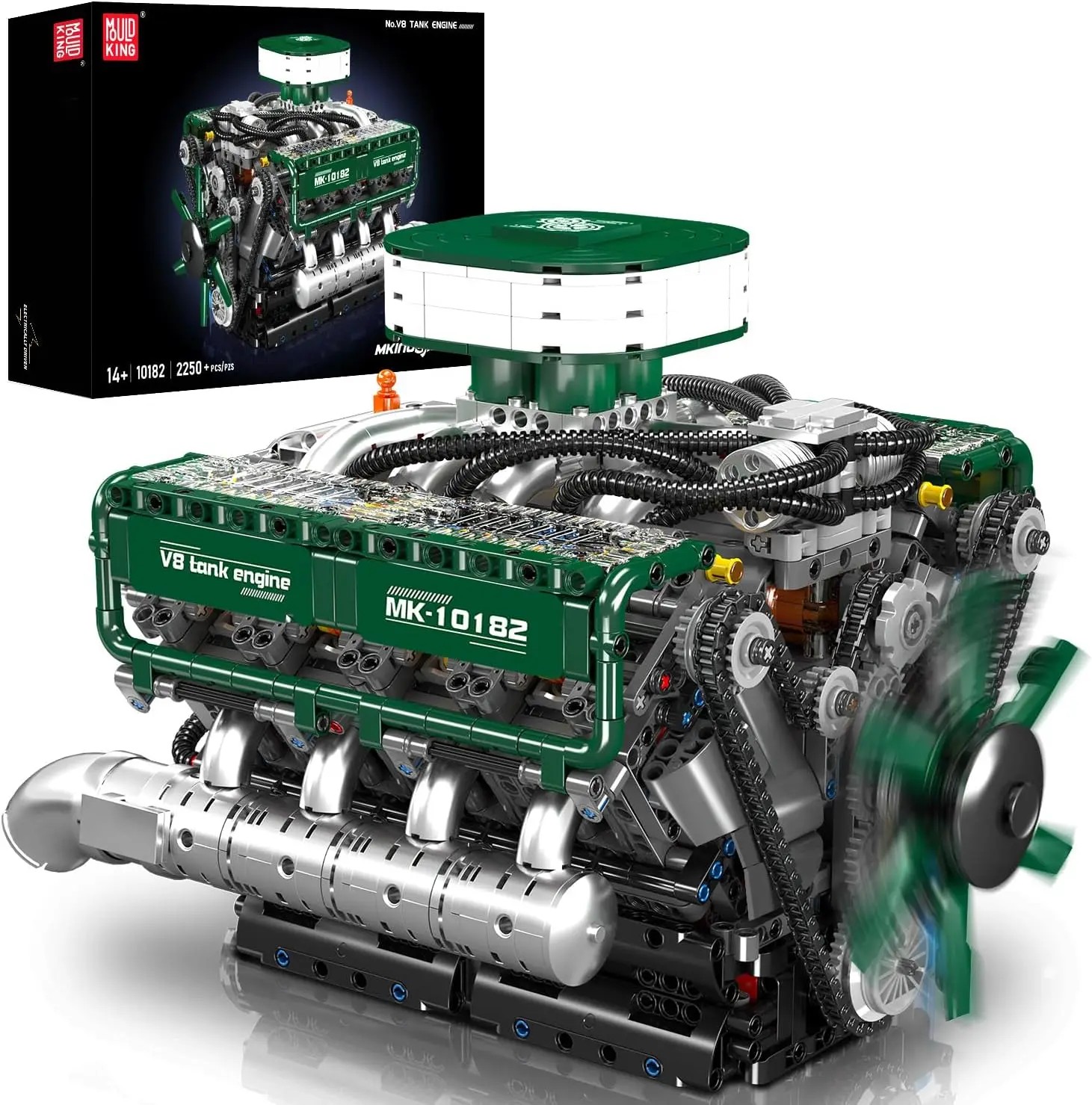 Motormodellbausatz, bauen Sie Ihr eigenes Panzermotor-Bausteinset mit Batterie und Motor auf, verbessertes 8-Zylinder-En