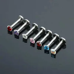 1PC Stainless Steel 4 Prong Zircon Studs Helix Cartilage Piercing Tragus Earring Labret Monroe Ring Lip Piercing Body Jewelry16G