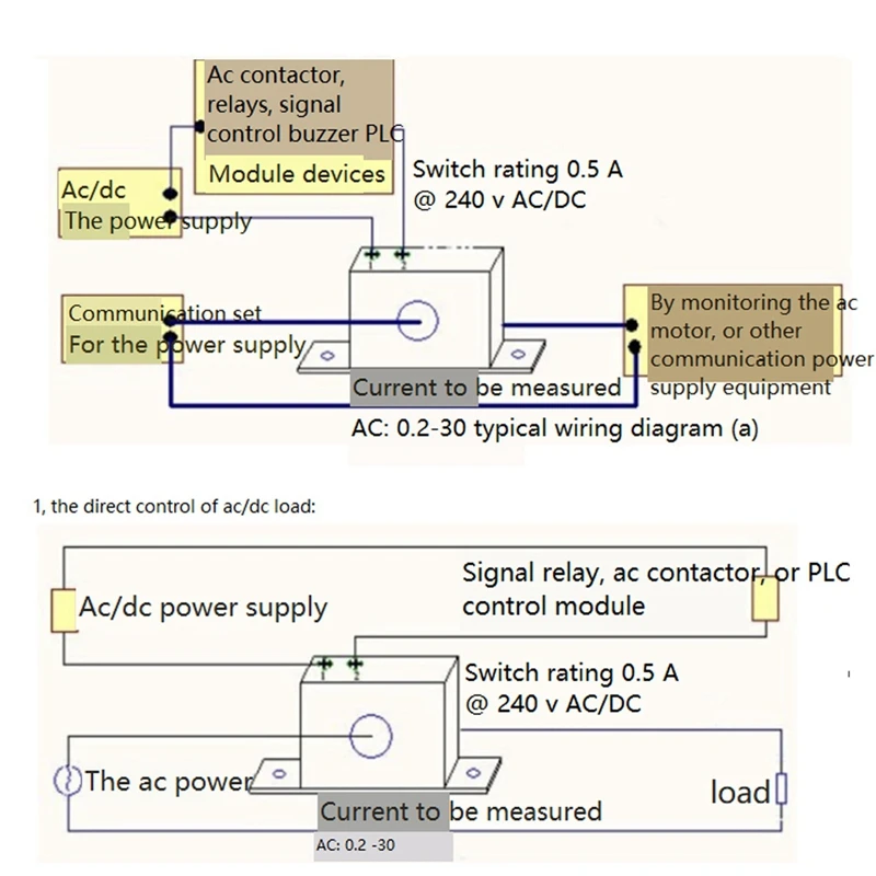 Current Sensing Switch Normally Open Current Sensing Switch Adjustable AC Current Isolation Monitoring SZC23-NO-AL-CH