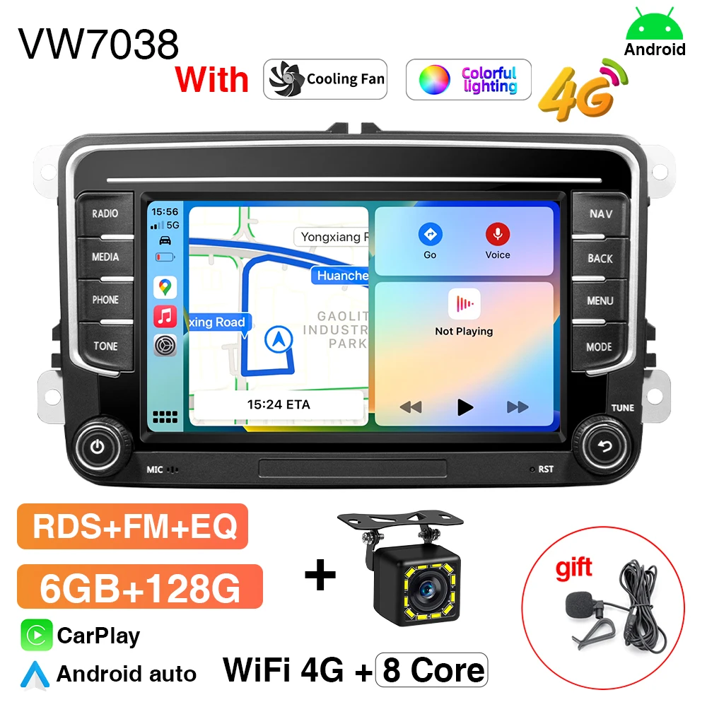 Grandnavi 2Din Android 13 Autoradio GPS Voor VW/Volkswagen Skoda Octavia golf 5 6 touran passat B6 polo Jetta 2Din Radio Speler