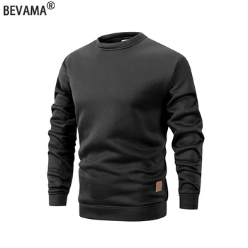 Men's Warm Crew Neck Sweatshirt Fleece Lined Thermal Pullover Autumn Winter Fashion Casual Sweater Loose Knit Long Sleeve Hoodie 5