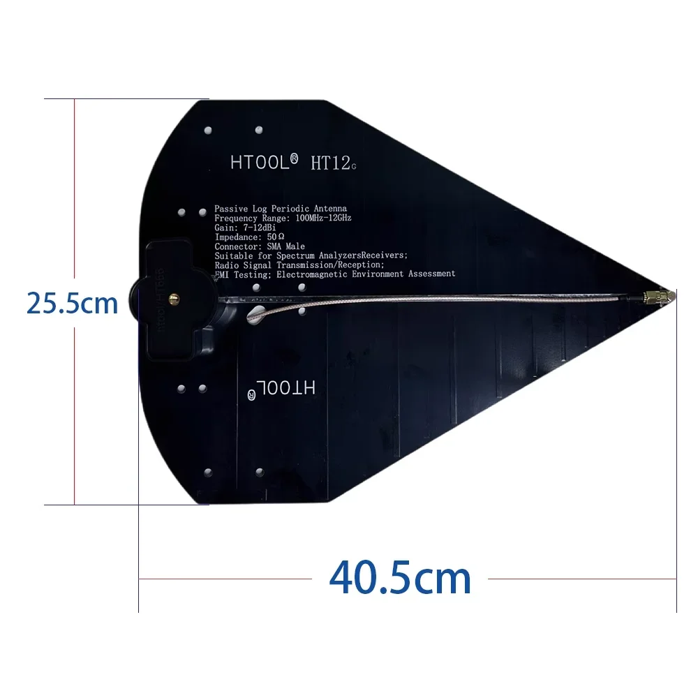 HTOOL Logarithmic Periodic Antenna HT12 100M-12GHz Lateral Antenna Gain 7-12dB Spectrum Oscilloscope