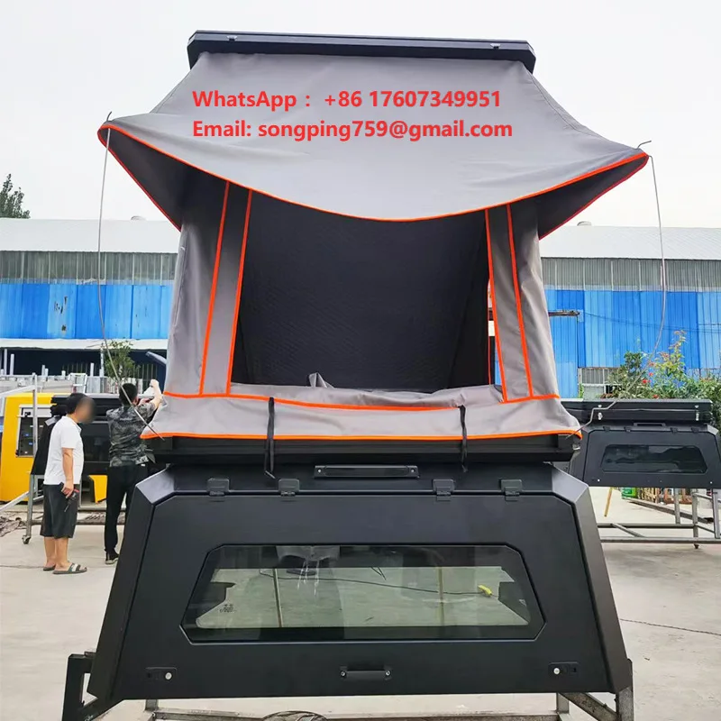 Pickup Truck High-Roof Integrated Aluminum Alloy Roof-Top Camping Tent Rear-Door Portable Car-Mounted for Outdoor Self-Drive