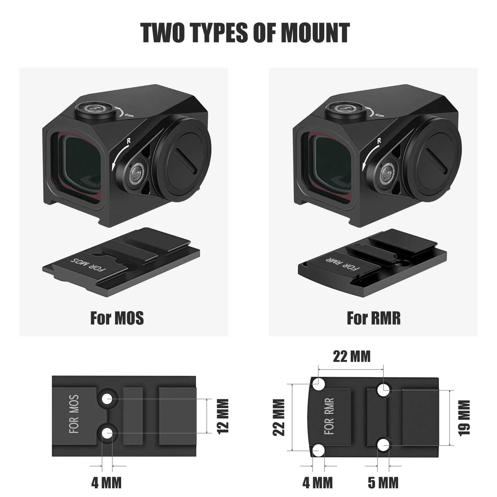 SPINA OPTICS HD 3MOA Red Dot Riser Hight Mount Red Dot Sight RMR/MOS Footprint Fit Glock 17/19 HS 407C/507C/508C