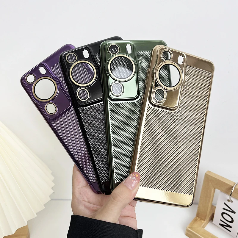 For Huawei P60 P50 P40 Pro Case Hard PC Luxury Plating Gold Slim Heat dissipation Protective Back Cover Cases For Huawei P60Pro