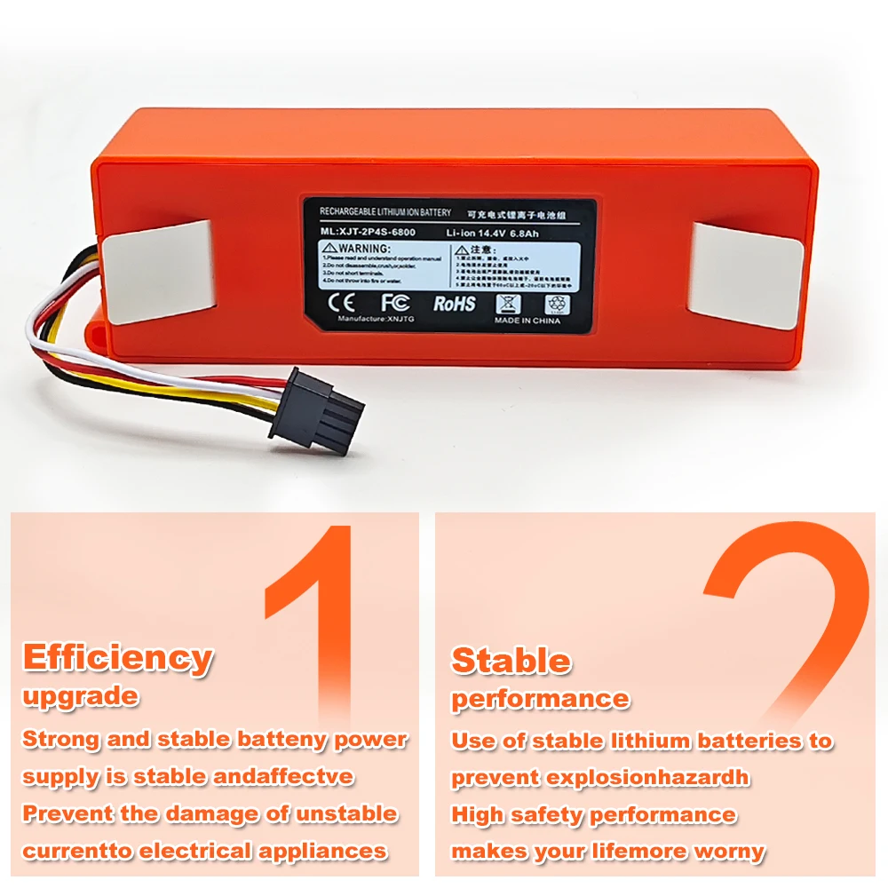 14.4V BRR-2P4S-6800S Robotic Vacuum Cleaner Replacement Battery For Xiaomi Roborock S55 S60 S65 S50 S51 S5 1S 1ST MAX S6 Parts