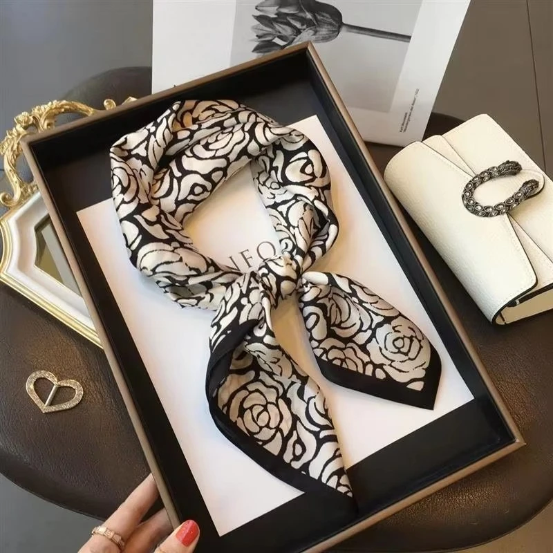 High-end-Seide Schal Dame 70*70 cm Seide Quadrat Schal Frauen Weiche Satin Haarband Halstuch Krawatte Weibliche stirnband Foulard Tasche Band – Detail 6