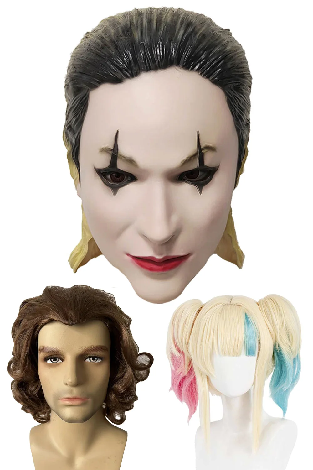 Quinzel Cosplay Latex Masks Arthur Fleck Wigs Cartoon Isekai Super Villain Rolepaly Costume Accessories Headgear Halloween Props