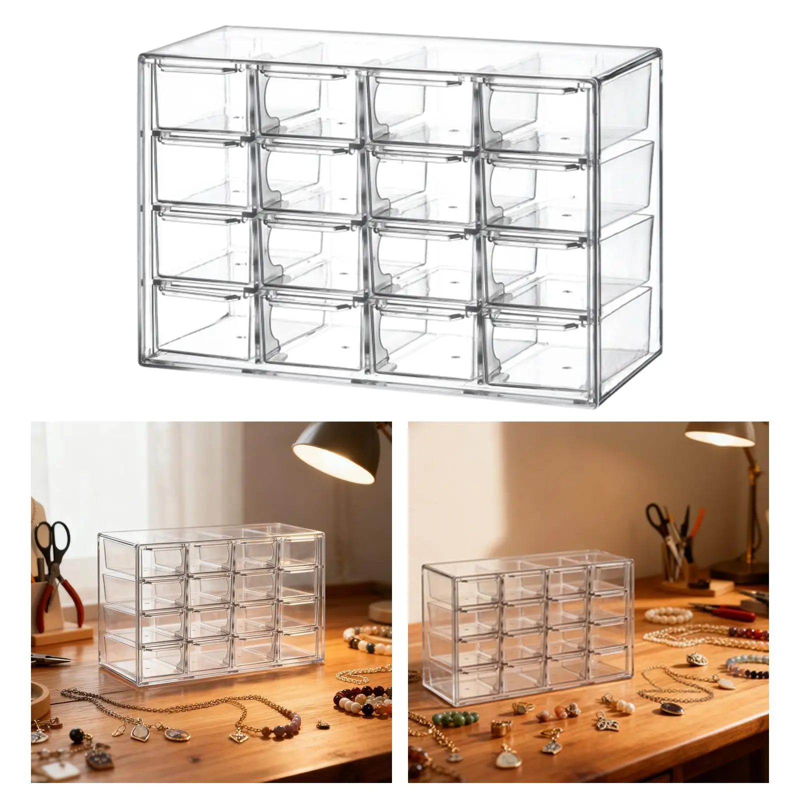 

Mini Clear Drawer Organizer Stationery Women DIY Crafts Home Transparent Earring Storage Box Desktop Storage Box Drawer Cabinet