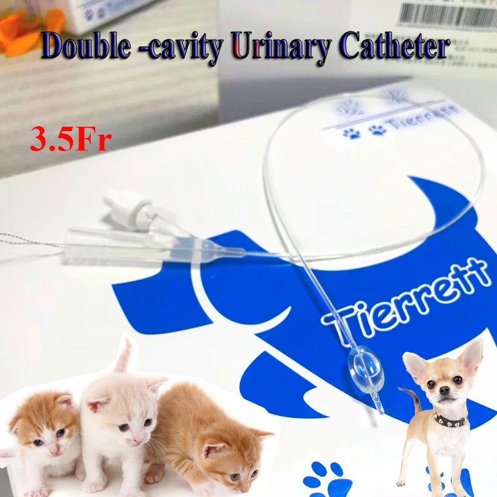 New Arrival 2-way Urinary Catheter Foley Pet Cat Dog 3.5FR Long Time Indwelling Close End Urine Retention Bladder Lavage Relief