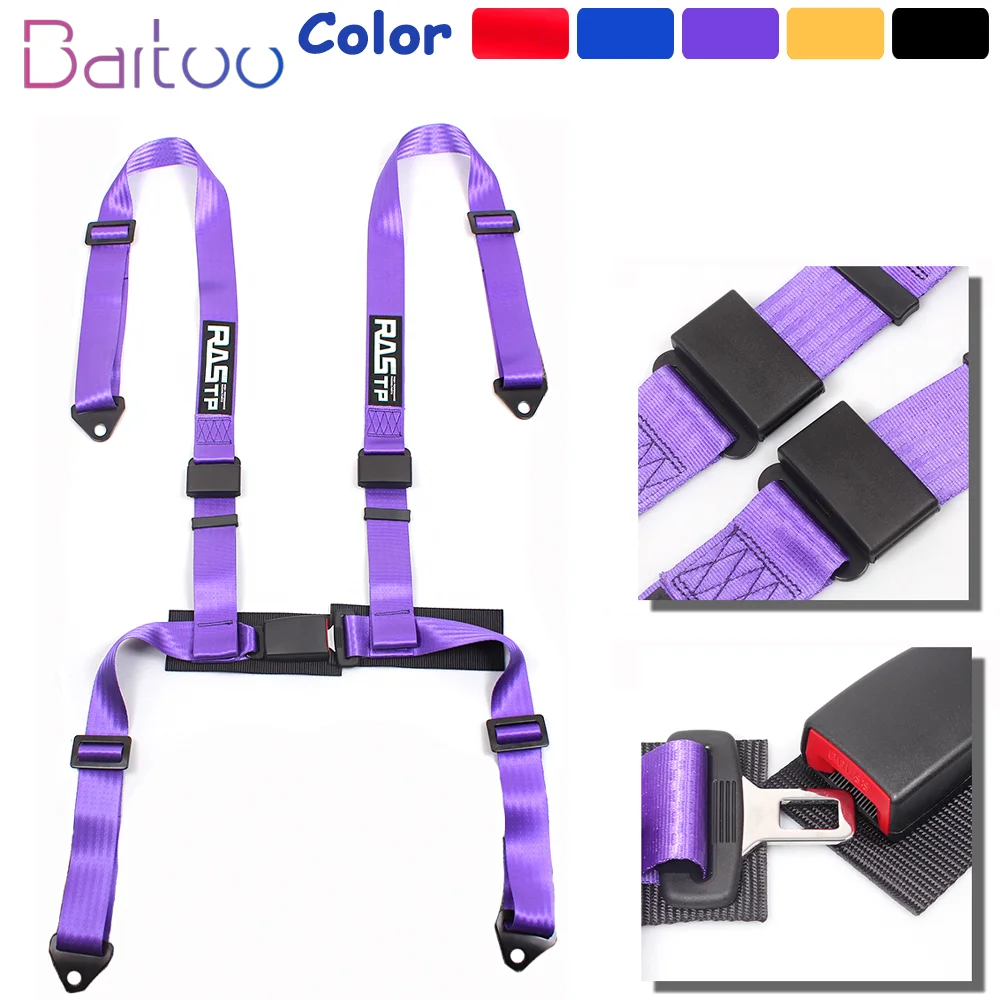 

Bartoo-2” Four Point Quick Release Bolt Mounting Racing Seat Belt High Grade Strap NylonBelts Safety Harness BAG048